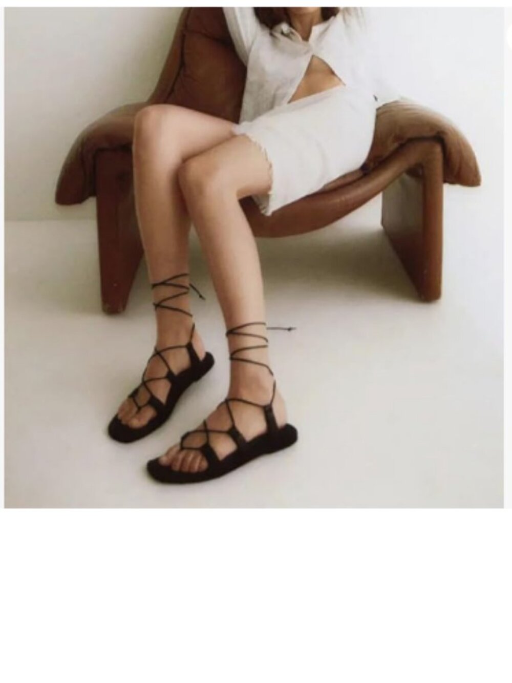 Pazzion Black Open Toe Flip Flop Gladiator Sandals Tie Up Ankle Strappy Flats
